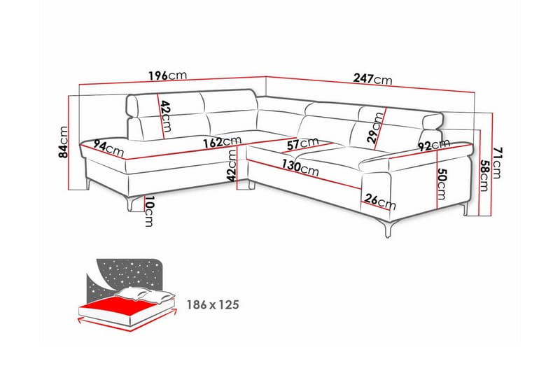 Graystone 3-sits Hörnbäddsoffa Cream - Hörnbäddsoffa - Bäddsoffor