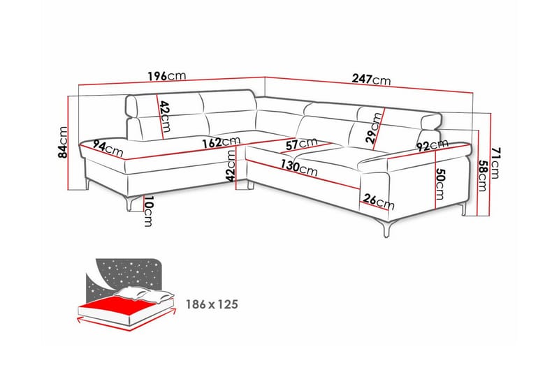 Graystone 3-sits Hörnbäddsoffa Cream - Hörnbäddsoffa - Bäddsoffor