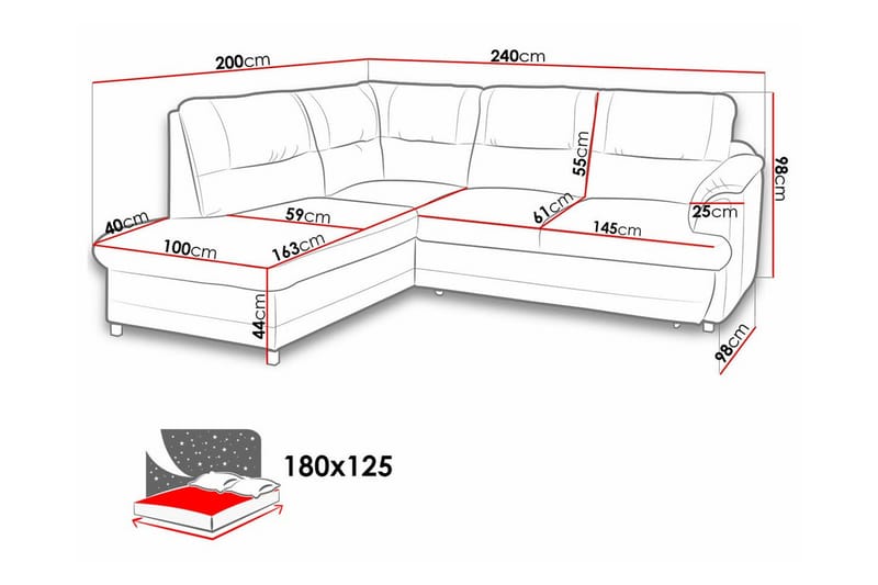 Graystone 3-sits Hörnbäddsoffa Cream - Hörnbäddsoffa - Bäddsoffor