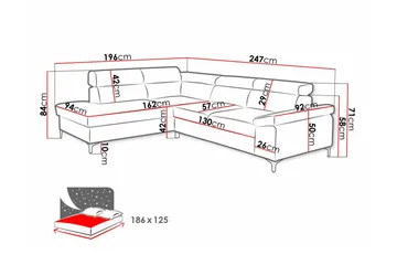 Graystone 3-sits Hörnbäddsoffa - Ljusbrun - Möbler - Vardagsrum - Bäddsoffor