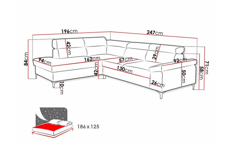 Graystone 3-sits Hörnbäddsoffa Ljusgrå - Hörnbäddsoffa - Bäddsoffor