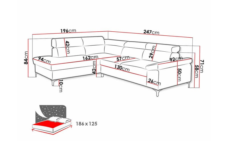 Graystone 3-sits Hörnbäddsoffa Ljusgrå - Hörnbäddsoffa - Bäddsoffor