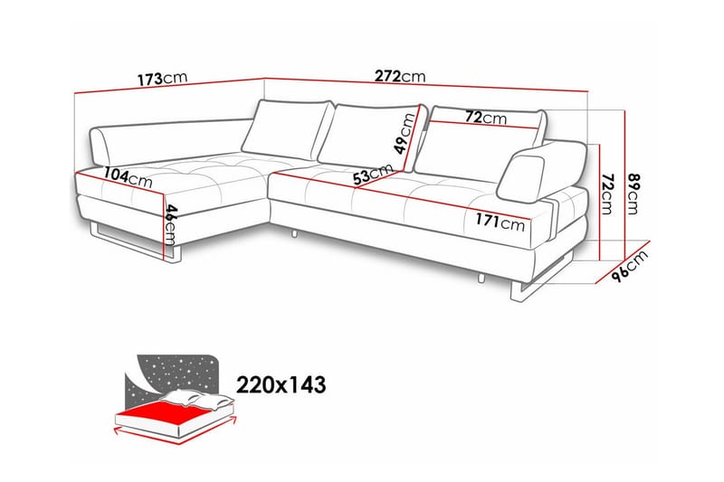 Graystone 3-sits Hörnbäddsoffa Ljusgrå - Möbler - Vardagsrum - Bäddsoffor - Hörnbäddsoffa