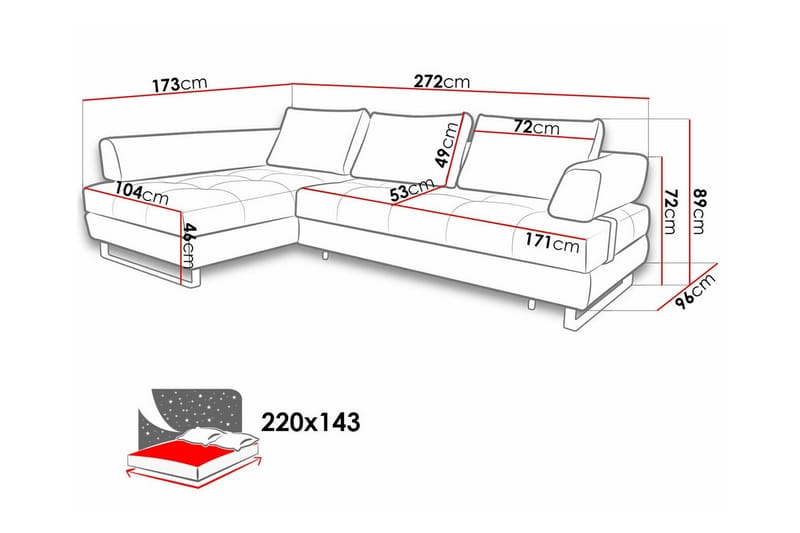 Graystone 3-sits Hörnbäddsoffa Ljusgrå - Möbler - Vardagsrum - Bäddsoffor - Hörnbäddsoffa