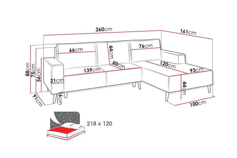 Graystone 3-sits Hörnbäddsoffa Ljusgrå - Hörnbäddsoffa - Bäddsoffor