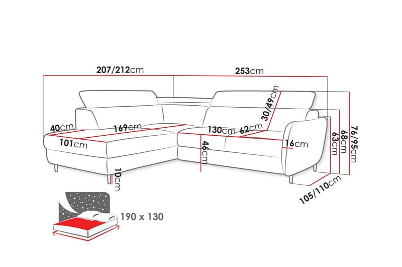 Graystone 3-sits Hörnbäddsoffa Ljusgrå - Möbler - Vardagsrum - Bäddsoffor - Hörnbäddsoffa