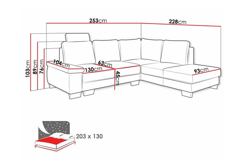Graystone 3-sits Hörnbäddsoffa Ljusgrå - Möbler - Vardagsrum - Bäddsoffor - Hörnbäddsoffa
