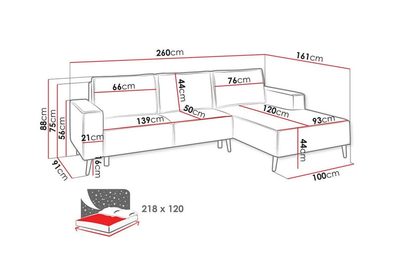 Graystone 3-sits Hörnbäddsoffa Ljusgrå/Mörkgrå - Möbler - Vardagsrum - Bäddsoffor - Hörnbäddsoffa