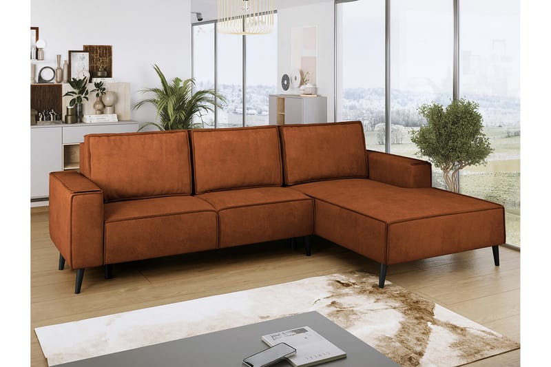 Graystone 3-sits Hörnbäddsoffa Mörk Orange - Möbler - Vardagsrum - Bäddsoffor - Hörnbäddsoffa