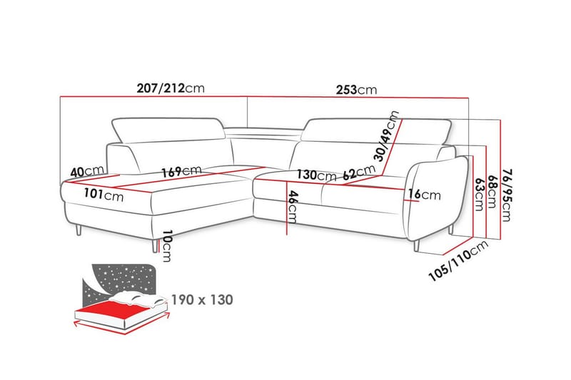Graystone 3-sits Hörnbäddsoffa Mörkblå - Möbler - Vardagsrum - Bäddsoffor - Hörnbäddsoffa
