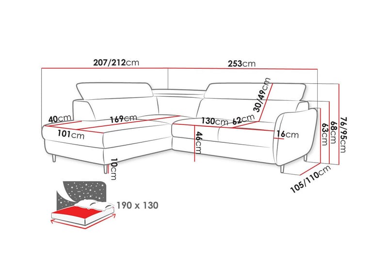 Graystone 3-sits Hörnbäddsoffa Mörkblå - Möbler - Vardagsrum - Bäddsoffor - Hörnbäddsoffa