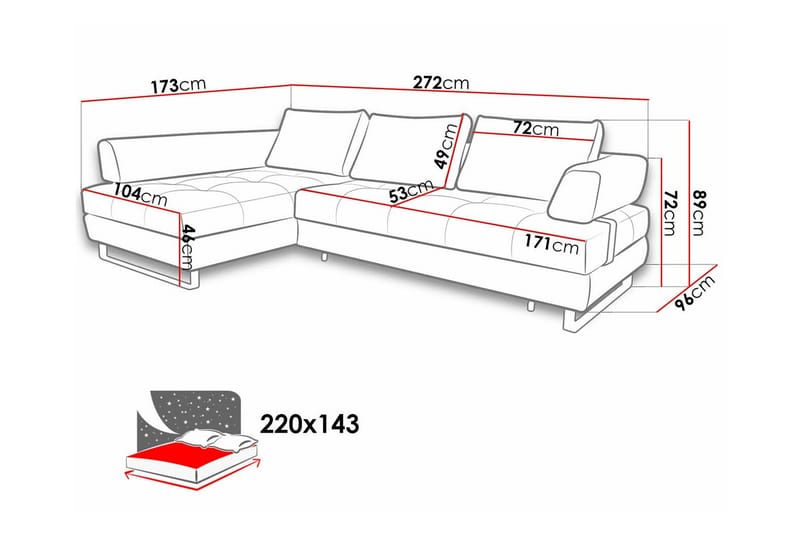 Graystone 3-sits Hörnbäddsoffa Mörkgrå - Möbler - Vardagsrum - Bäddsoffor - Hörnbäddsoffa