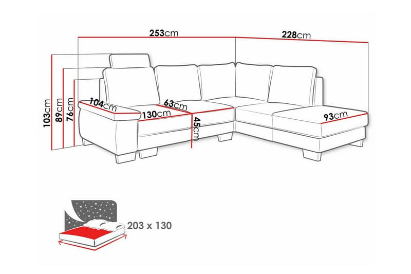 Graystone 3-sits Hörnbäddsoffa Mörkgrå - Möbler - Vardagsrum - Bäddsoffor - Hörnbäddsoffa