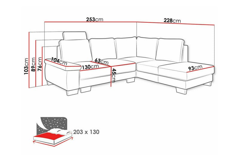 Graystone 3-sits Hörnbäddsoffa Mörkgrå - Möbler - Vardagsrum - Bäddsoffor - Hörnbäddsoffa