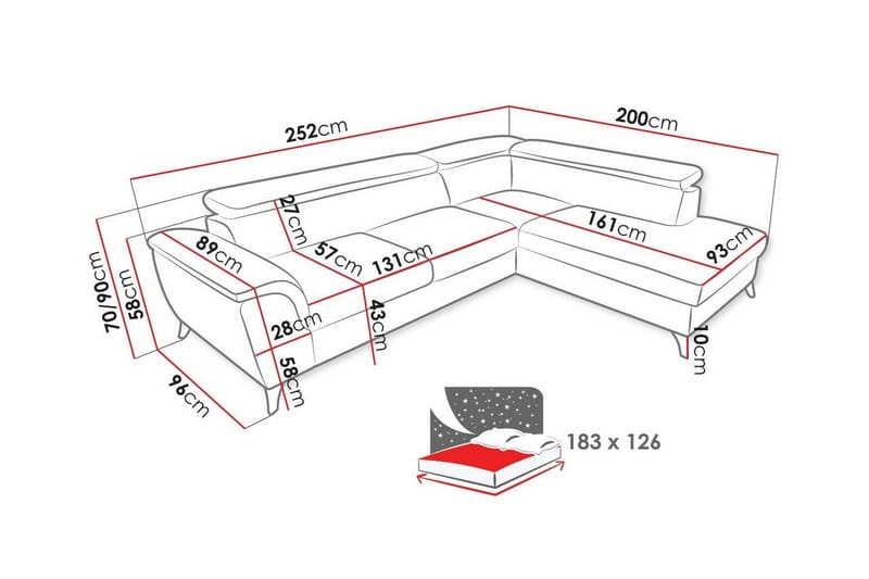 Graystone 3-sits Hörnbäddsoffa - Möbler - Vardagsrum - Bäddsoffor - Hörnbäddsoffa