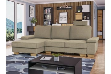 Graystone 3-sits Vänster Hörnbäddsoffa 130x193 cm med Förvaring i Tyg - Beige - Möbler - Vardagsrum - Bäddsoffor