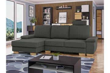 Graystone 3-sits Vänster Hörnbäddsoffa 130x193 cm med Förvaring i Tyg - Grå - Möbler - Vardagsrum - Bäddsoffor