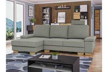 Graystone 3-sits Vänster Hörnbäddsoffa 130x193 cm med Förvaring i Tyg - Ljusgrå - Möbler - Vardagsrum - Bäddsoffor