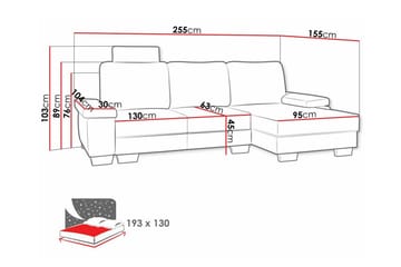 Graystone 3-sits Vänster Hörnbäddsoffa med Förvaring i Tyg - Ljusgrå - Möbler - Vardagsrum - Bäddsoffor