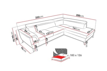 Graystone 4-sits Hörnbäddsoffa Beige - Möbler - Vardagsrum - Bäddsoffor - Hörnbäddsoffa