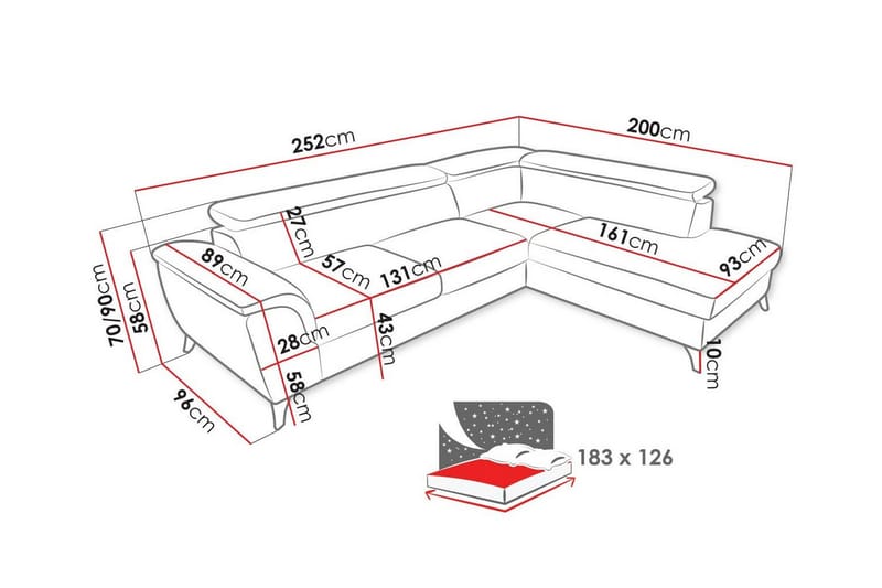 Graystone 4-sits Hörnbäddsoffa Beige - Hörnbäddsoffa - Bäddsoffor