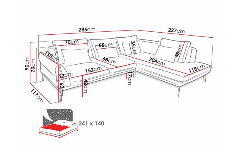 Graystone 4-sits Hörnbäddsoffa Beige/Ljusbeige - Hörnbäddsoffa - Bäddsoffor