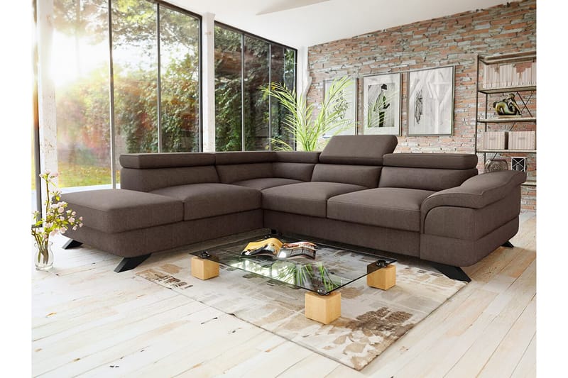 Graystone 4-sits Hörnbäddsoffa Brun - Möbler - Vardagsrum - Bäddsoffor