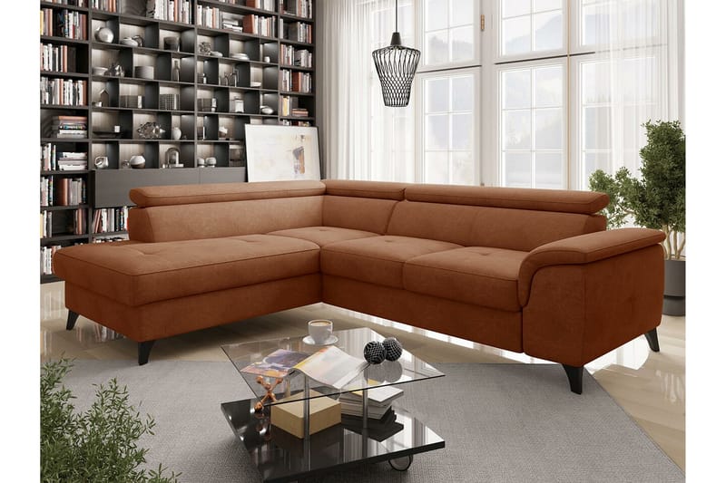 Graystone 4-sits Hörnbäddsoffa Brun/Orange - Möbler - Vardagsrum - Bäddsoffor - Hörnbäddsoffa