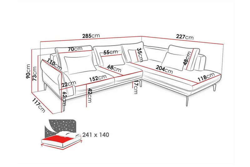 Graystone 4-sits Hörnbäddsoffa Dark grey - Möbler - Vardagsrum - Bäddsoffor - Hörnbäddsoffa