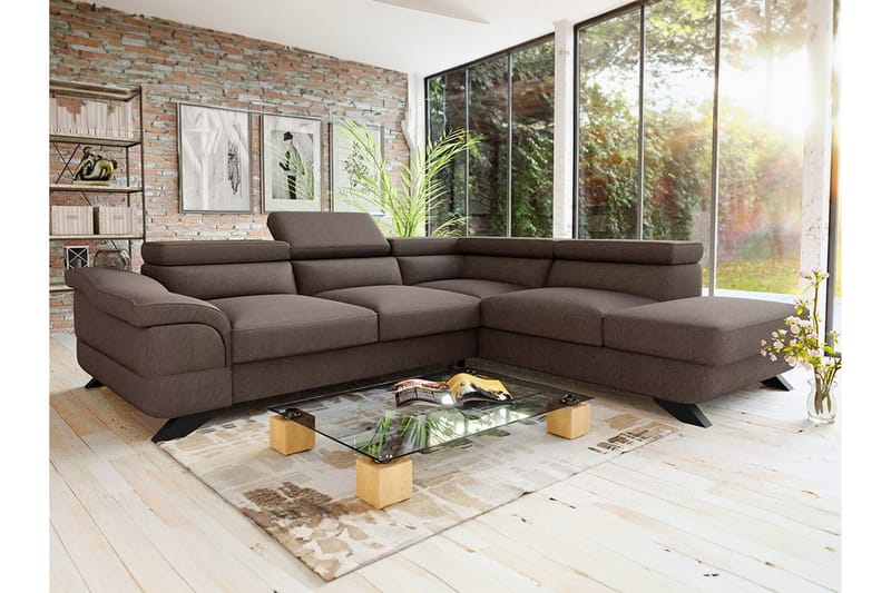 Graystone 4-sits Hörnbäddsoffa Mörkbrun - Möbler - Vardagsrum - Bäddsoffor - Hörnbäddsoffa