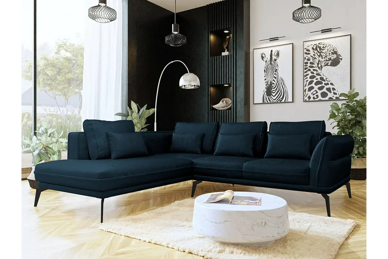 Graystone 4-sits Hörnbäddsoffa NO_BRAND Dark blue - Möbler - Vardagsrum - Bäddsoffor - Hörnbäddsoffa