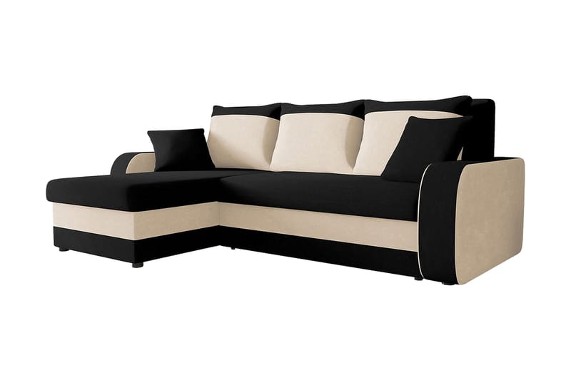 GUDDARP 3-sits Hörnbäddsoffa Universal Beige/Svart/Vit - Möbler - Vardagsrum - Bäddsoffor