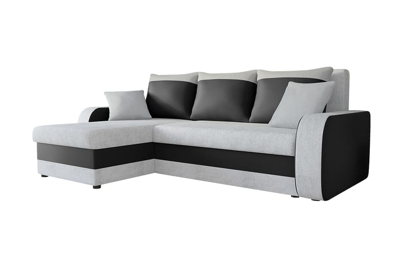 GUDDARP 3-sits Hörnbäddsoffa Universal Ljusgrå/Svart - Möbler - Vardagsrum - Bäddsoffor