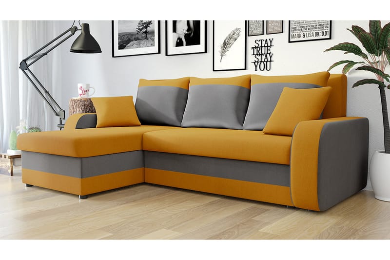 GUDDARP 3-sits Hörnbäddsoffa Universal Orange/Grå - Möbler - Vardagsrum - Bäddsoffor