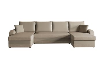 GUDDARP 4-sits Bäddsoffa med Divan med Kuddar Sammet/Beige