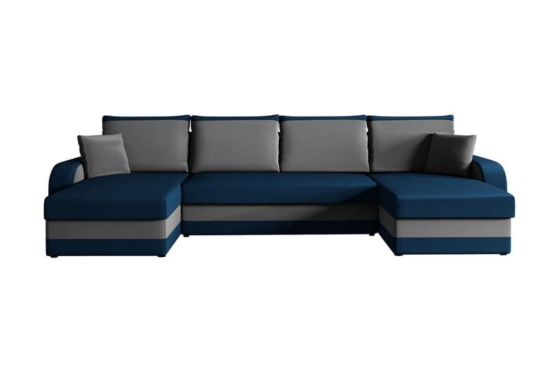 GUDDARP 4-sits Bäddsoffa med Divan med Kuddar Sammet/Blå/Grå - Möbler - Vardagsrum - Bäddsoffor - U bäddsoffa