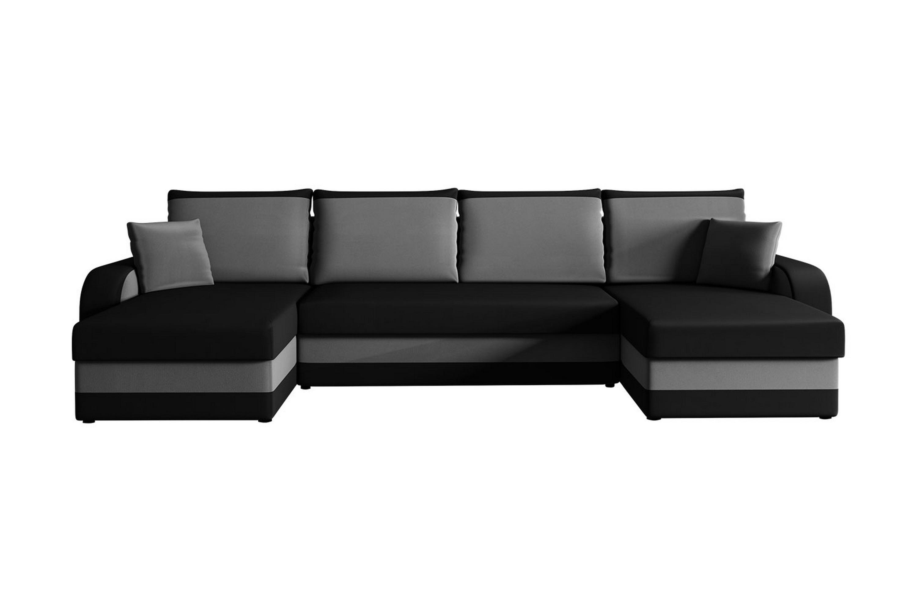 guddarp 4-sits bäddsoffa med divan med kuddar sammet/svart/g -