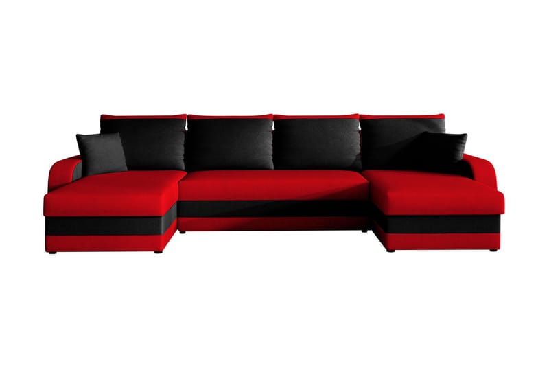 GUDDARP 4-sits Bäddsoffa med Dubbeldivan Röd/Svart - Möbler - Vardagsrum - Bäddsoffor - U bäddsoffa