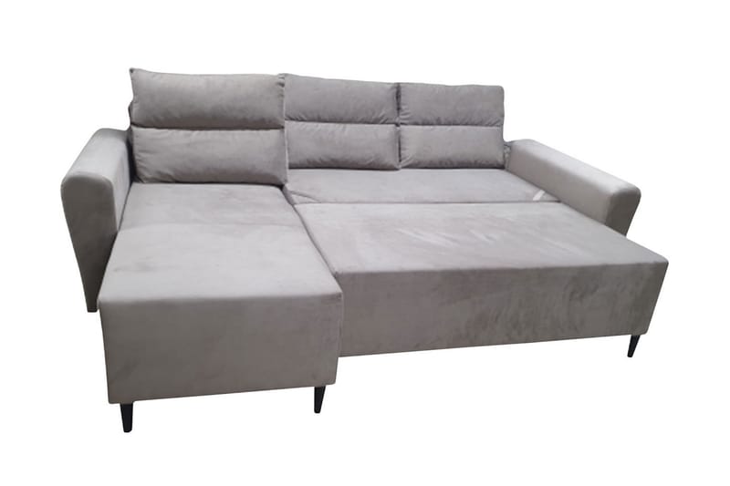 HAMURA 3-sits Bäddsoffa med Divan Vänster Sammet/Brun - Möbler - Vardagsrum - Bäddsoffor