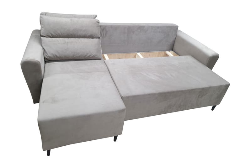 HAMURA 3-sits Bäddsoffa med Divan Vänster Sammet/Brun - Möbler - Vardagsrum - Bäddsoffor