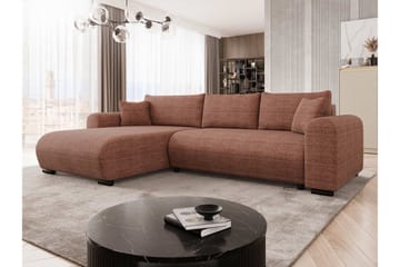 Handda 3-sits Vänstervänd Bäddsoffa med Divan och Schäslong i Tyg - Rostbrun - Möbler - Vardagsrum - Bäddsoffor