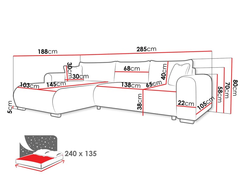 Handda 4-sits Divansoffa Vänster - Möbler - Vardagsrum - Bäddsoffor - Hörnbäddsoffa