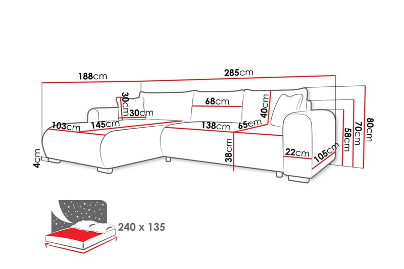 Handda Bäddsoffa m. Divan 3-sits - Beige - Möbler - Vardagsrum - Bäddsoffor