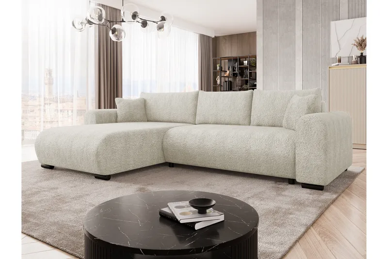 Handda Bäddsoffa med Divan 3-sits i Bouclé - Beige - Möbler - Vardagsrum - Bäddsoffor