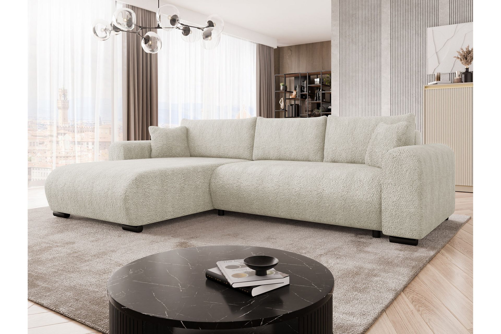 Handda Bäddsoffa med Divan 3-sits i Bouclé - Beige - Möbler - Vardagsrum - Bäddsoffor