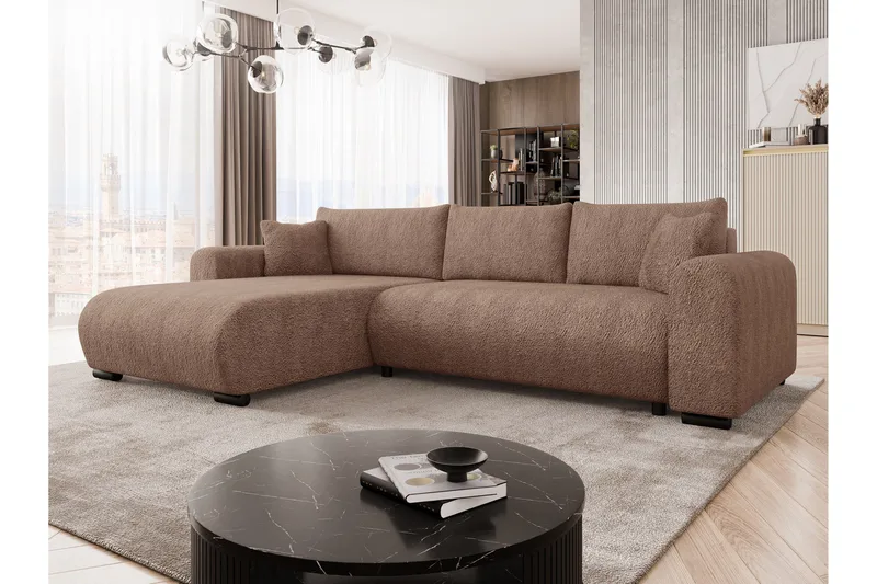Handda Bäddsoffa med Divan 3-sits i Bouclé - Rosa - Möbler - Vardagsrum - Bäddsoffor