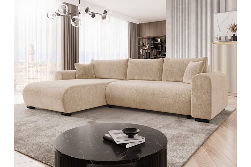 Handda Bäddsoffa med Divan 3-sits i Chenille - Beige - Möbler - Vardagsrum - Bäddsoffor