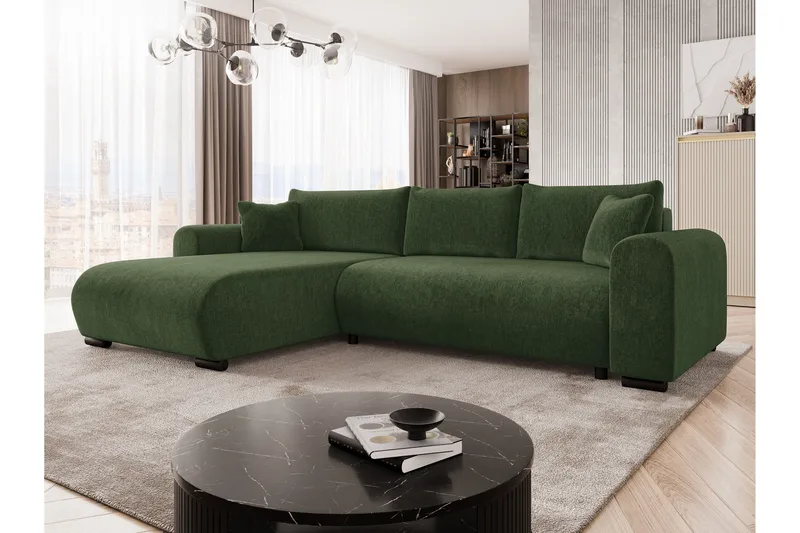 Handda Bäddsoffa med Divan 3-sits i Chenille - Grön - Möbler - Vardagsrum - Bäddsoffor