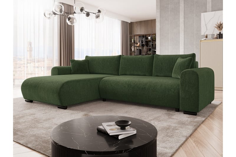 Handda Bäddsoffa med Divan 3-sits i Chenille - Grön - Möbler - Vardagsrum - Bäddsoffor