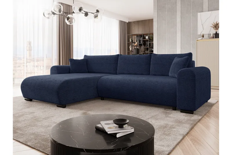 Handda Bäddsoffa med Divan 3-sits i Chenille - Marinblå - Möbler - Vardagsrum - Bäddsoffor